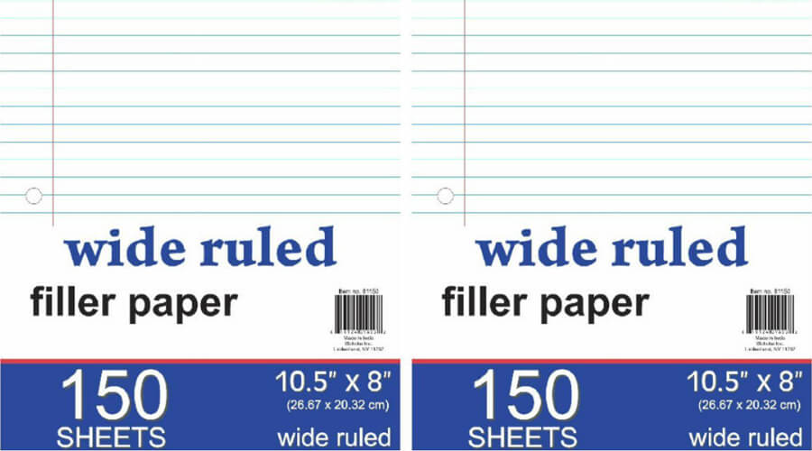 Loose Leaf Filler Paper Wide Rule