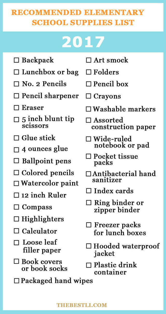 Best School Supplies Checklist 2023 for Grades 15