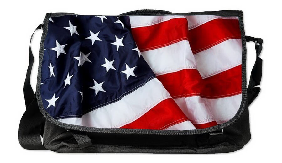 Royal Lion Laptop Bag US American Flag Waving