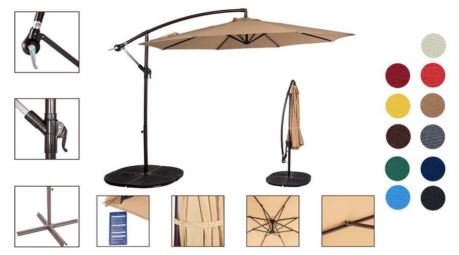 Sundale Outdoor 10 Feet Offset Patio Umbrella with Crank
